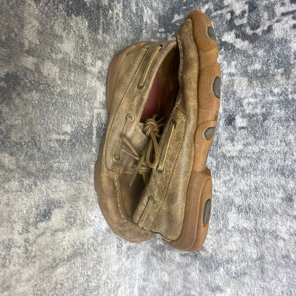 Twisted X Mens 4 Boat Shoe Driving Moc Brownish Tan Leather